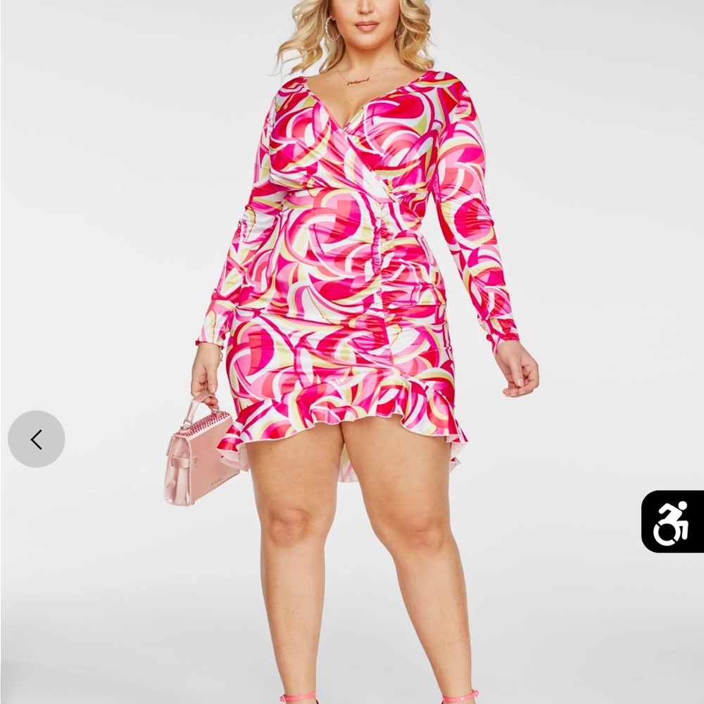 Vibrant Pink and White Swirl Dress